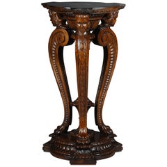 Antique Historicism Side Table or Pillar, Walnut Tree, circa 1880