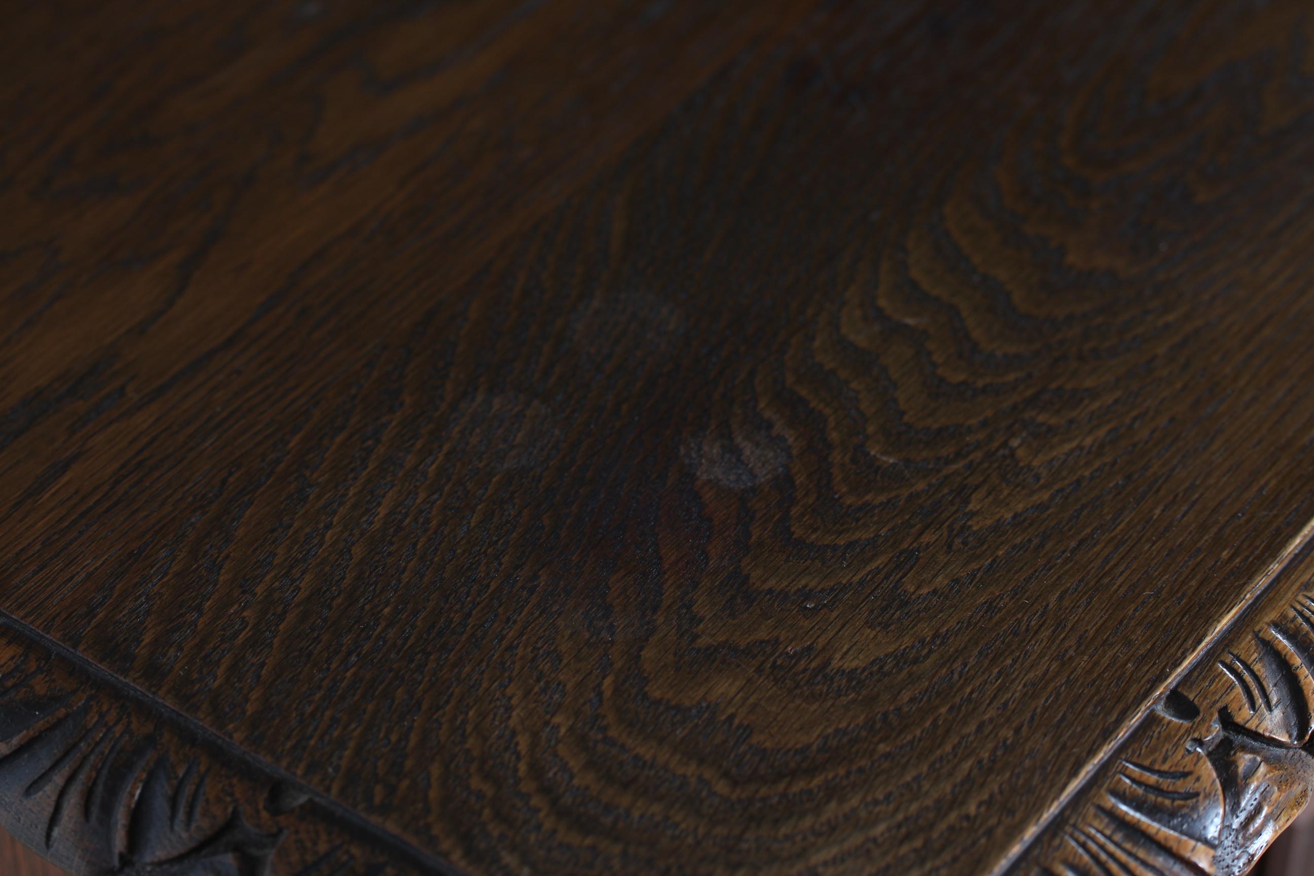 Historicism Sideboard Credenza Hand Carved Oak Danish Cabinetmaker, 1940s For Sale 9