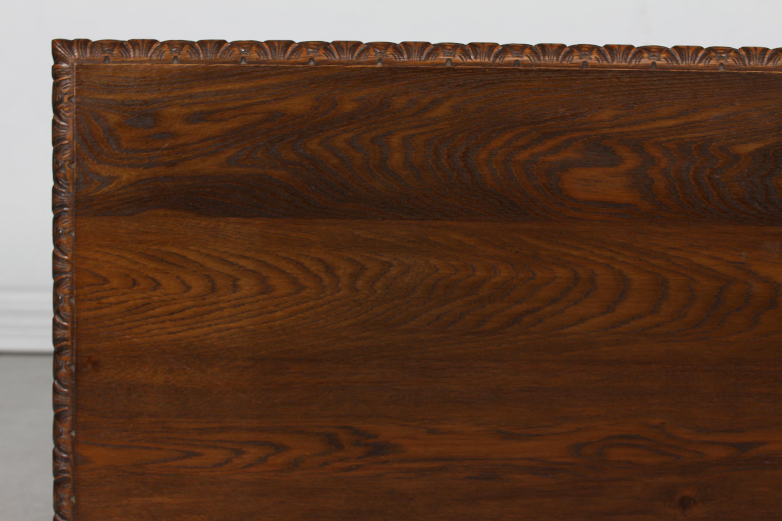 Historicism Sideboard Credenza Hand Carved Oak Danish Cabinetmaker, 1940s For Sale 12
