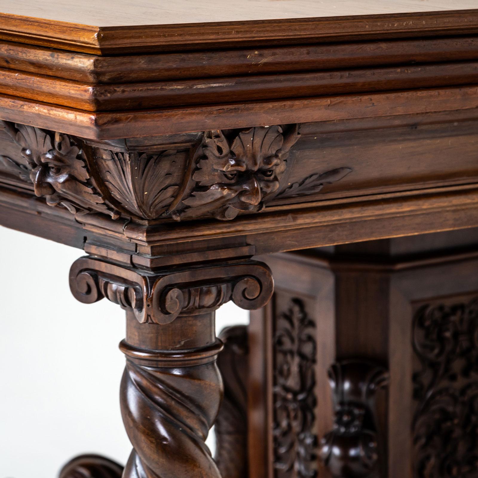 Walnut Historicist Extendable Table, Germany, Late 19th Century For Sale