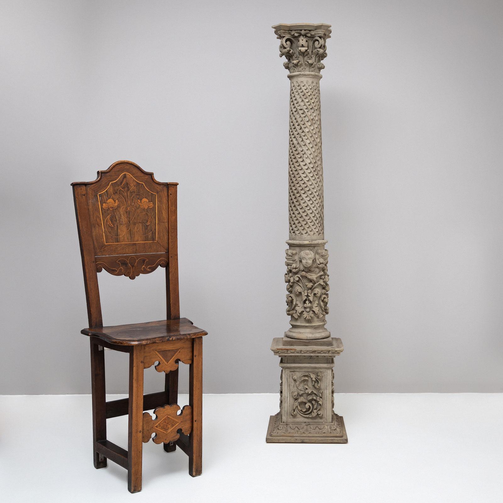 Late Victorian Historicist Wooden Column, 19th Century For Sale