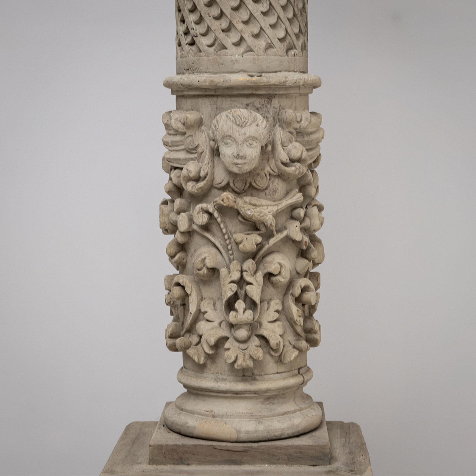 Hand-Painted Historicist Wooden Column, 19th Century For Sale
