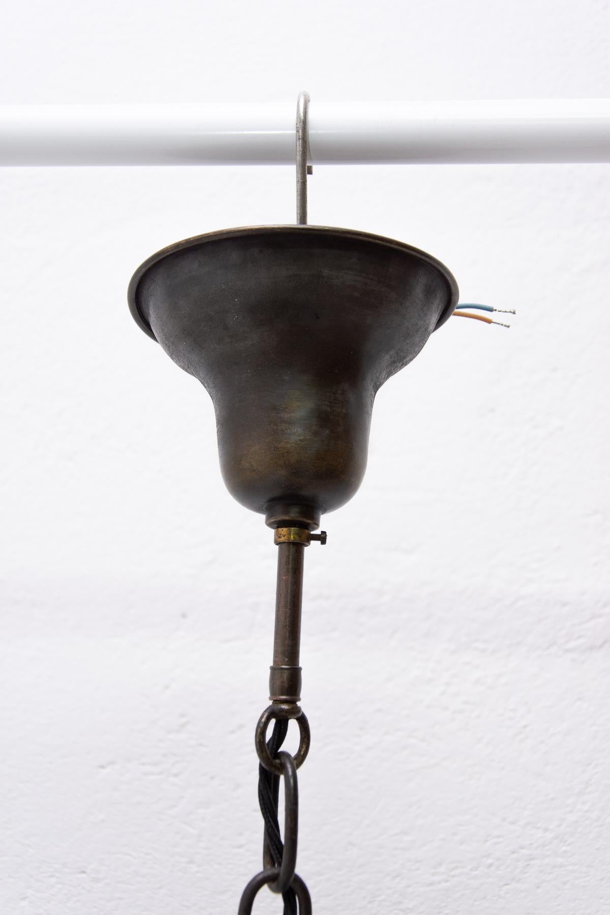 Historicizing Brass Three-Armed Chandelier, Turn of the 19th and 20th Century 8