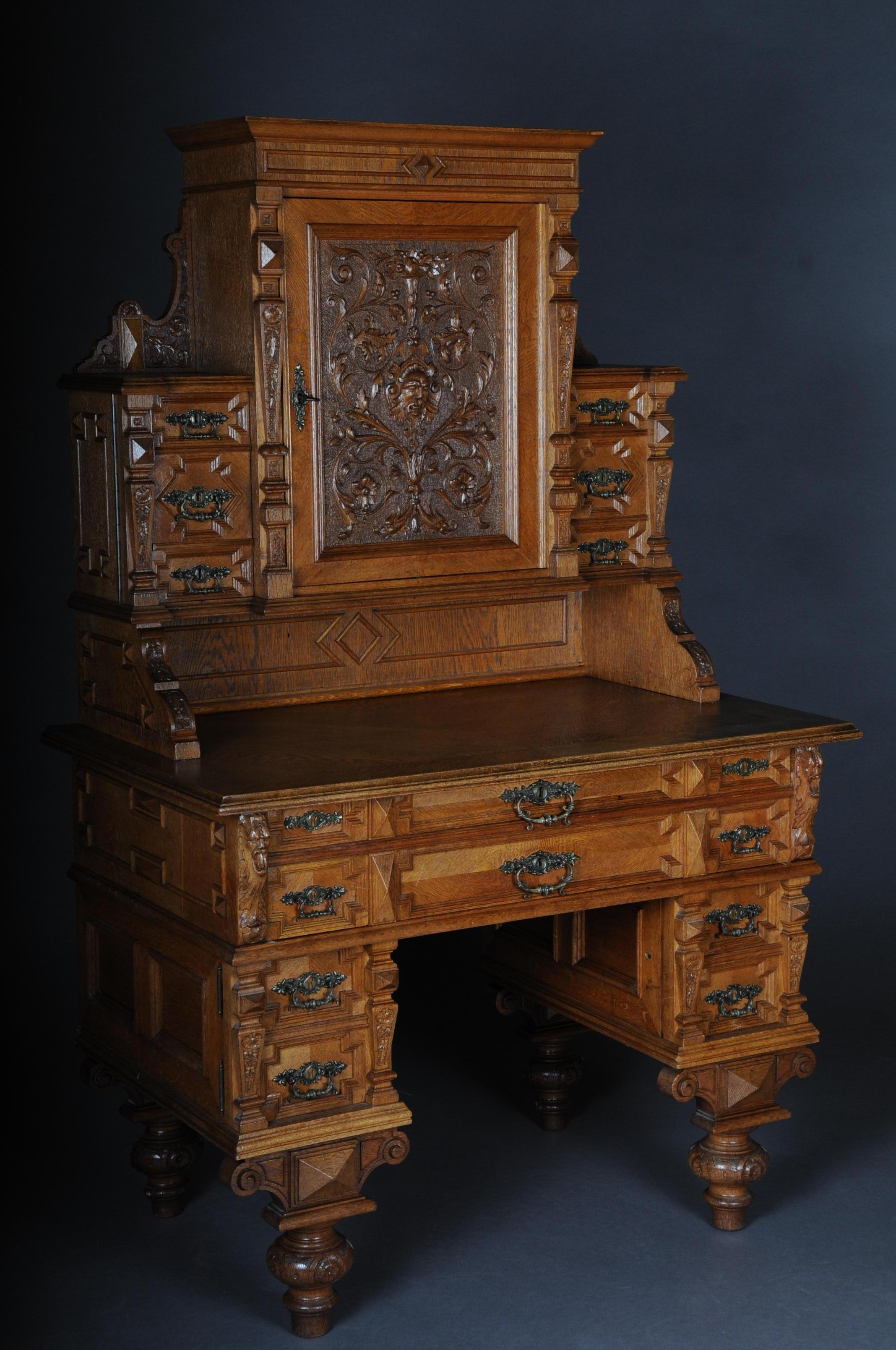 Historism Essay Desk / Secretary circa 1870 Light Oak For Sale 2