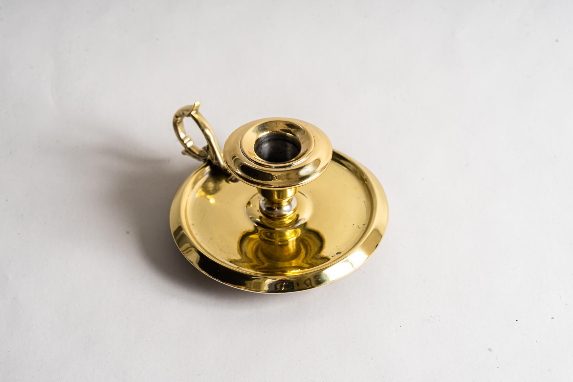 Historistic candle holder Vienna around 1890s
Brass polished and stove enamelled.