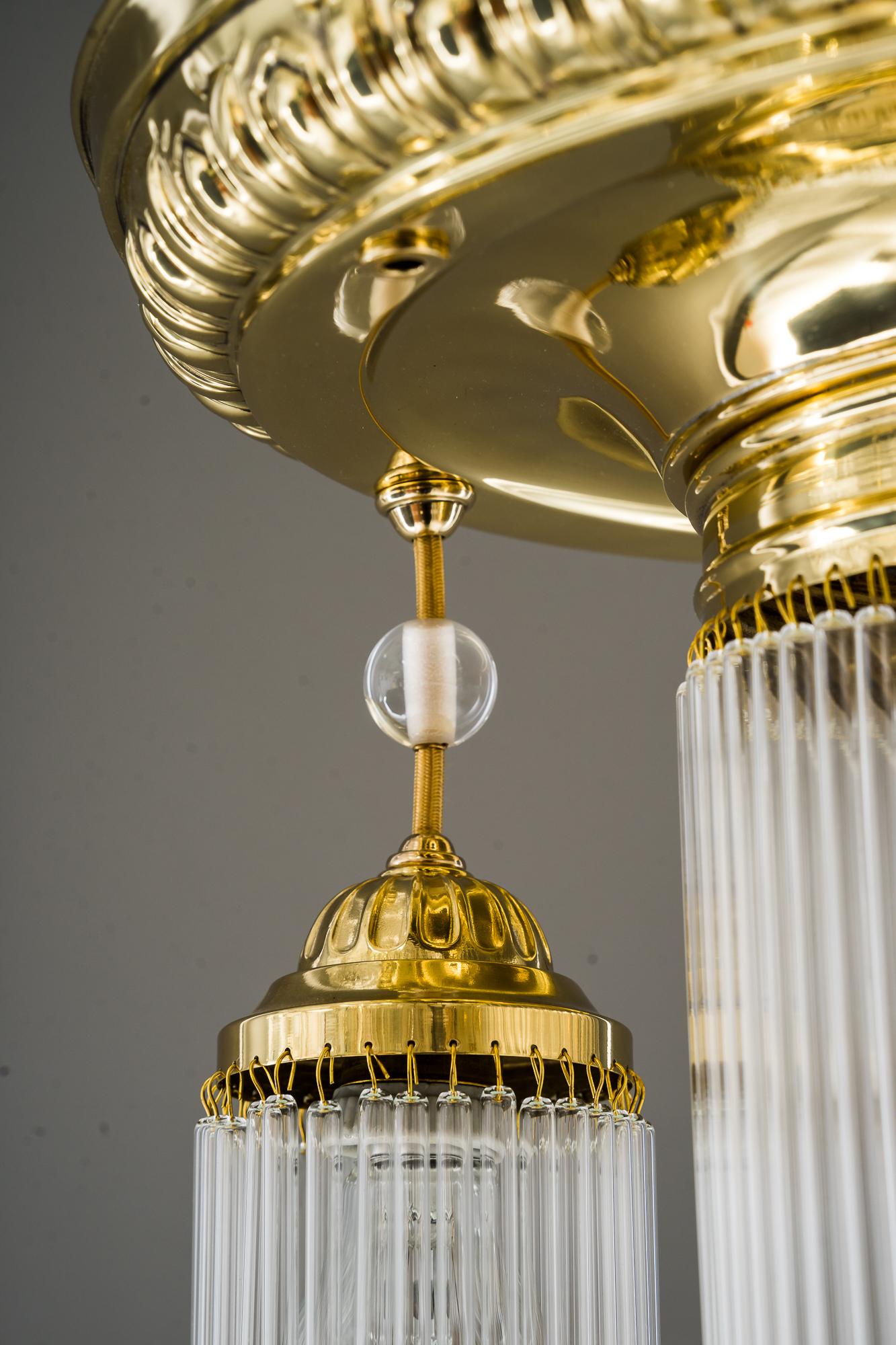 Historistic Ceiling Lamp Vienna Around 1890s with Glass Sticks For Sale 2