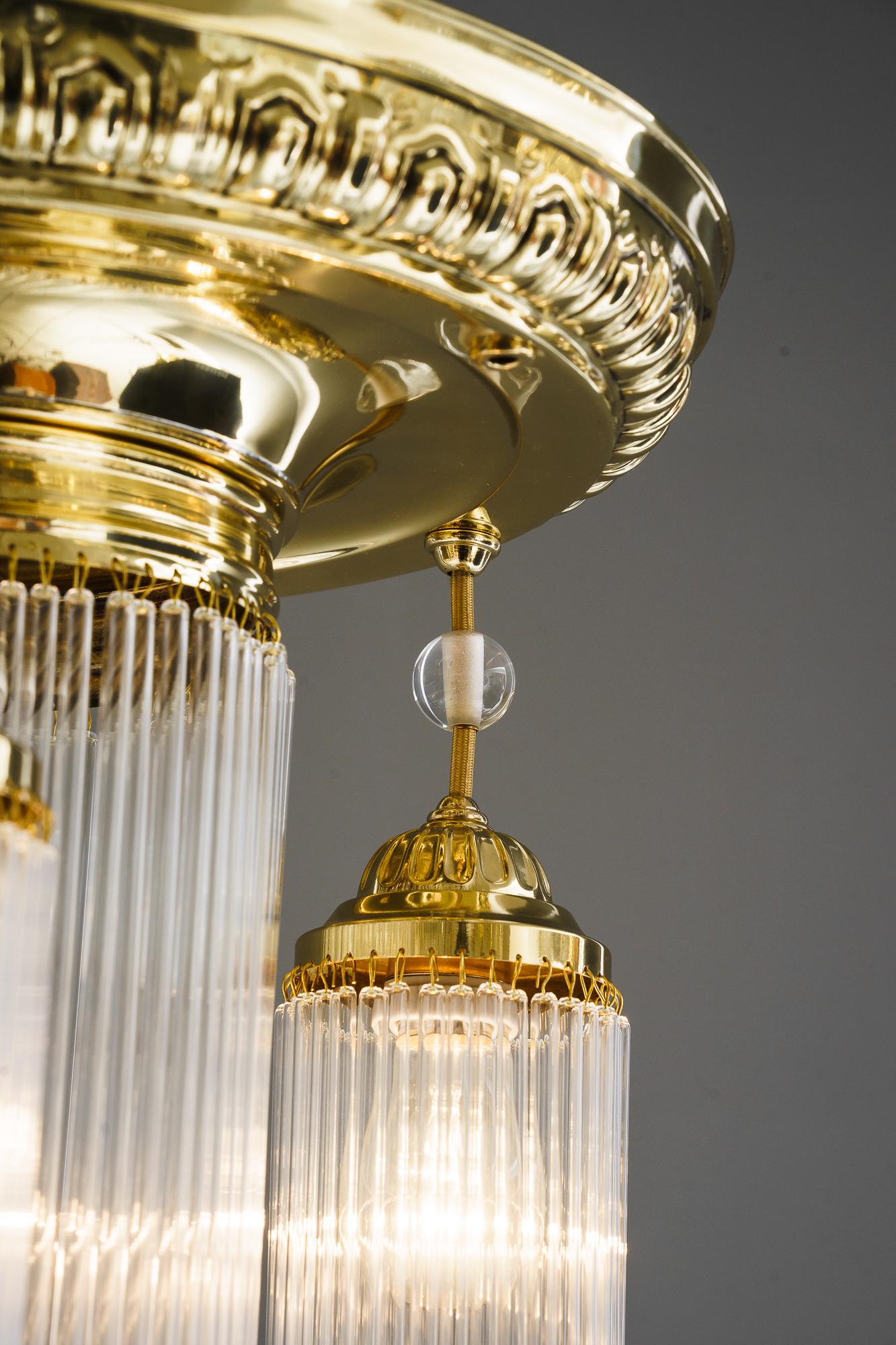 Historistic Ceiling Lamp Vienna Around 1890s with Glass Sticks For Sale 5