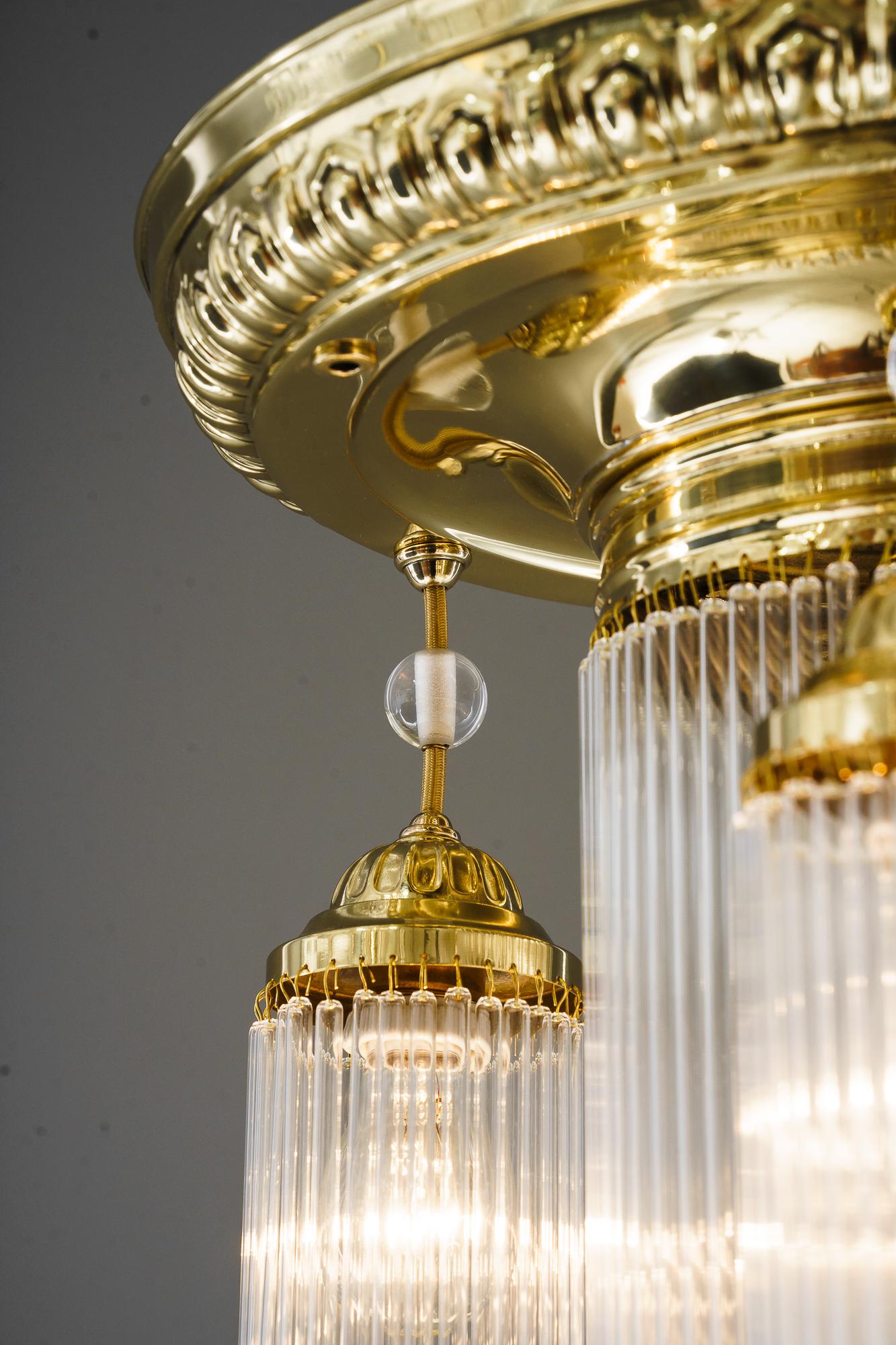 Historistic Ceiling Lamp Vienna Around 1890s with Glass Sticks For Sale 6