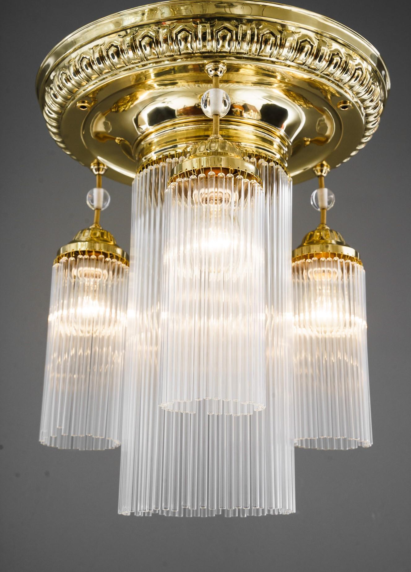 Neoclassical Historistic Ceiling Lamp Vienna Around 1890s with Glass Sticks For Sale
