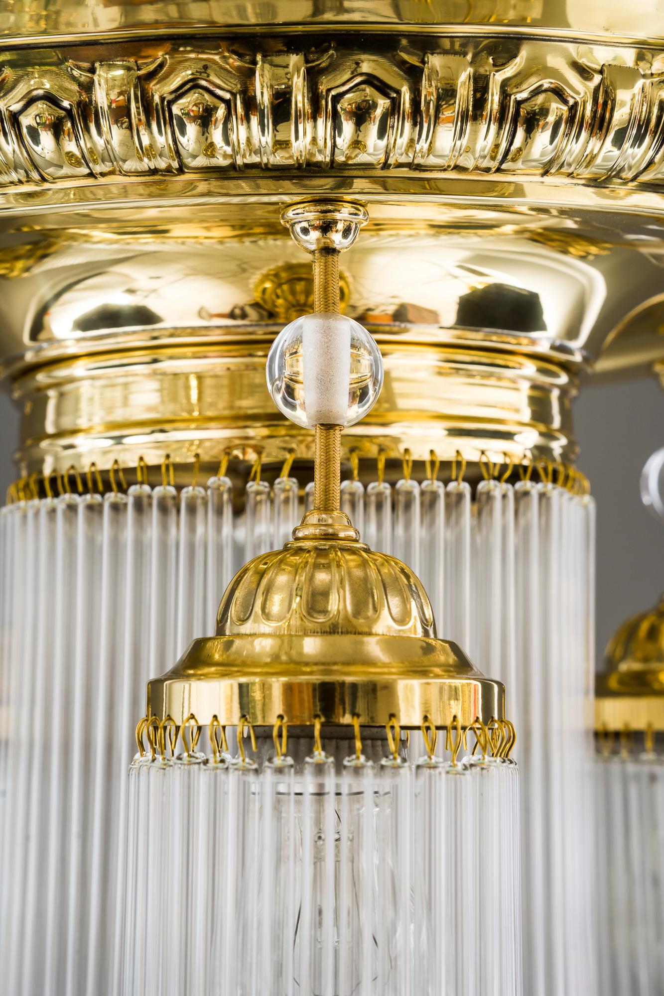 Austrian Historistic Ceiling Lamp Vienna Around 1890s with Glass Sticks For Sale