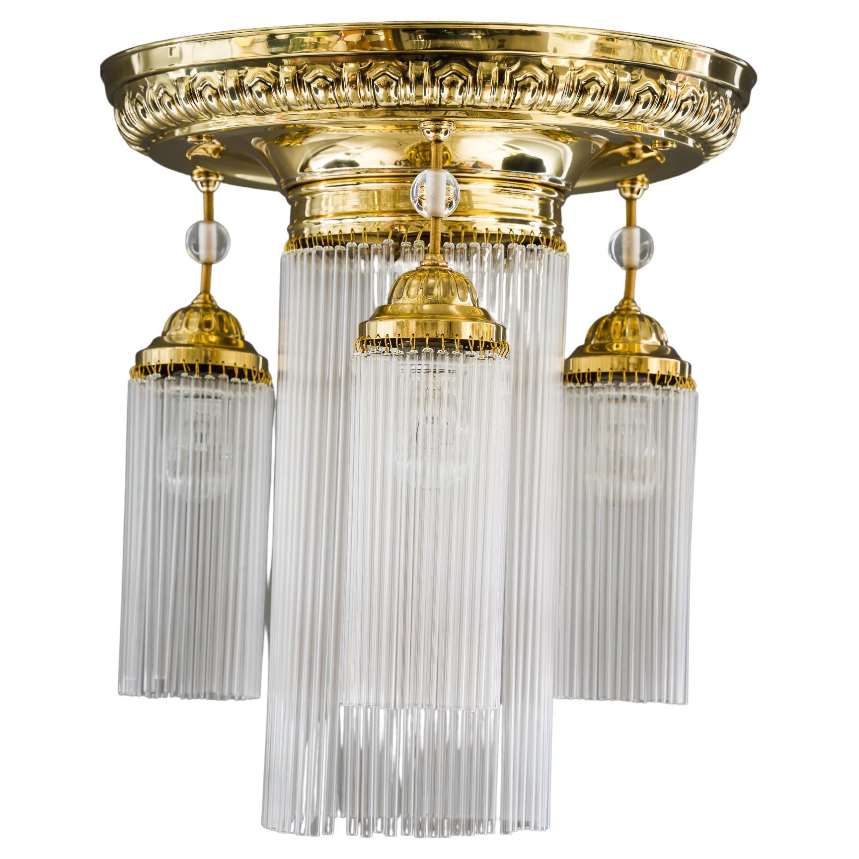 Historistic Ceiling Lamp Vienna Around 1890s with Glass Sticks