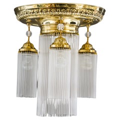 Lámpara de techo historicista Viena hacia 1890 con varillas de cristal