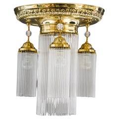 Used Historistic Ceiling Lamp Vienna Around 1890s with Glass Sticks