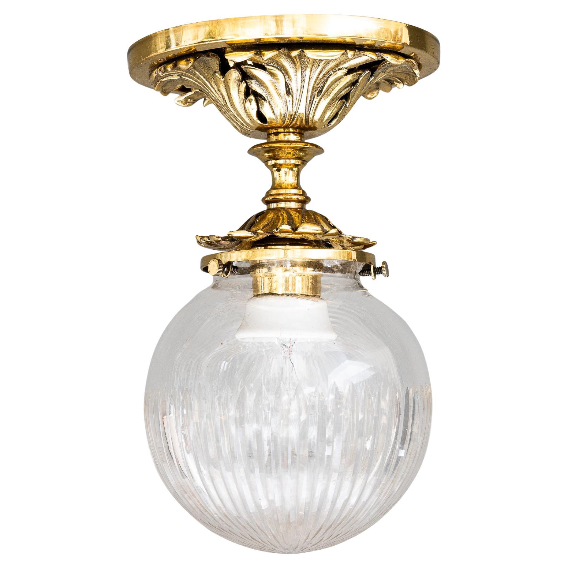 Historistic ceiling lamp with cut glass shade vienna around 1890s