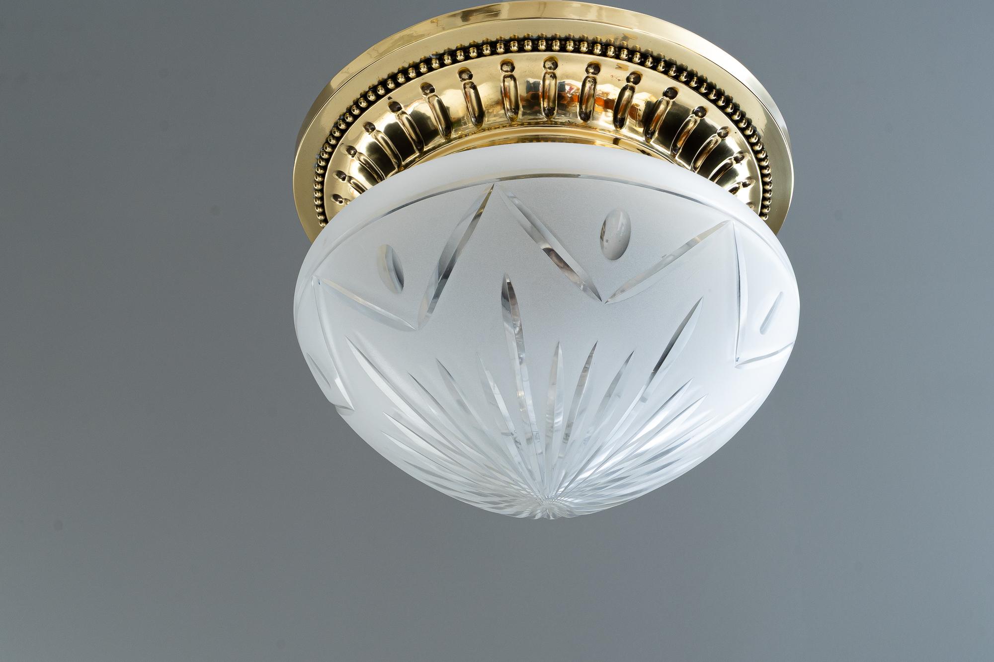 Neoclassical Historistic ceiling lamp with original cut glass vienna around 1890s For Sale