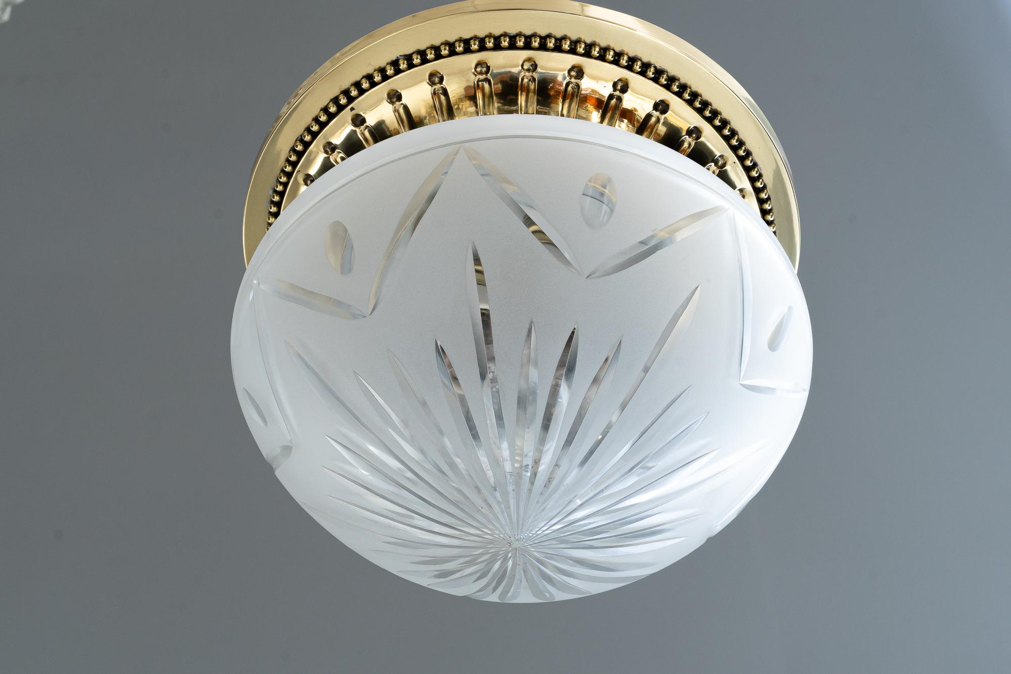 Austrian Historistic ceiling lamp with original cut glass vienna around 1890s For Sale