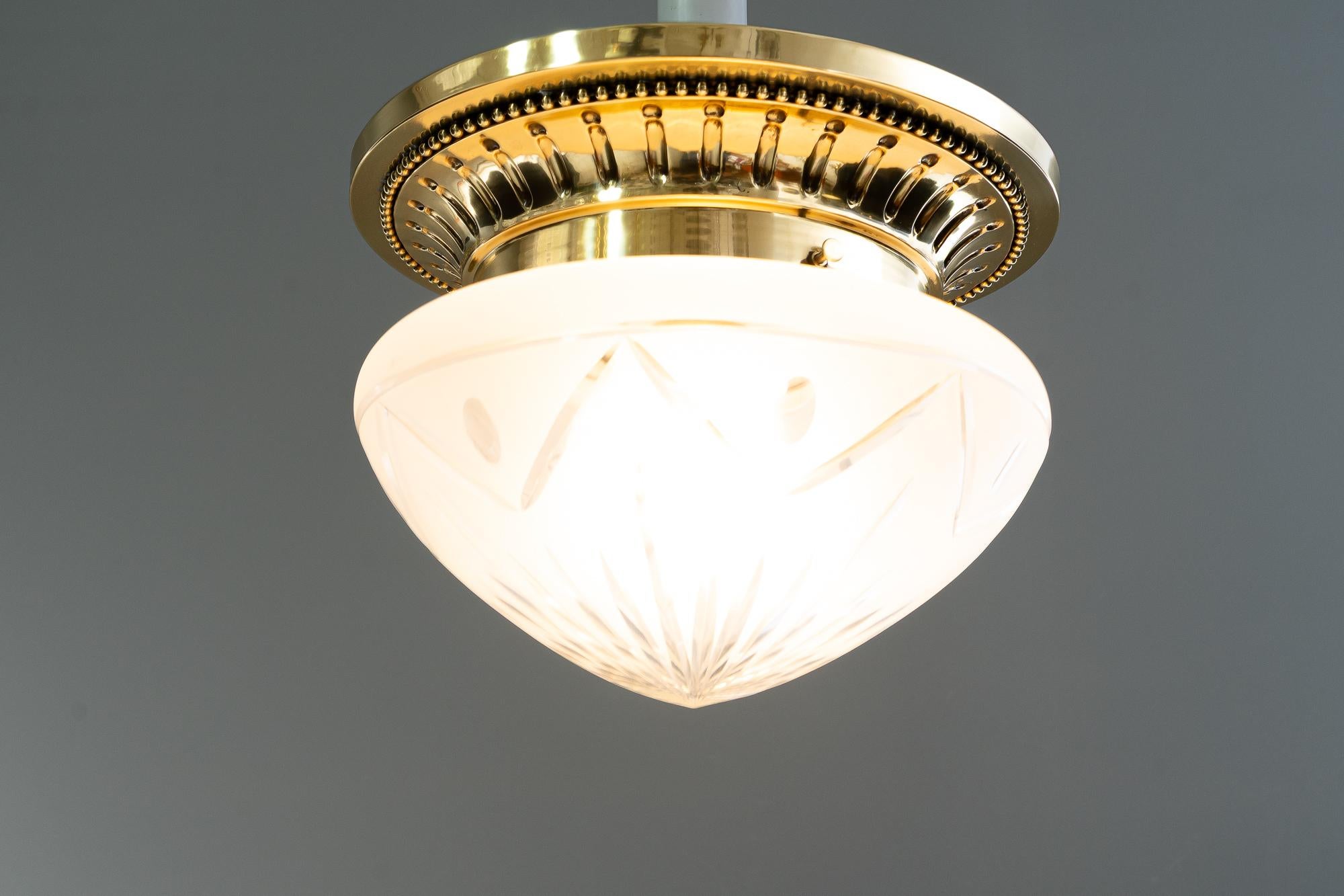 Historistic ceiling lamp with original cut glass vienna around 1890s In Good Condition For Sale In Wien, AT