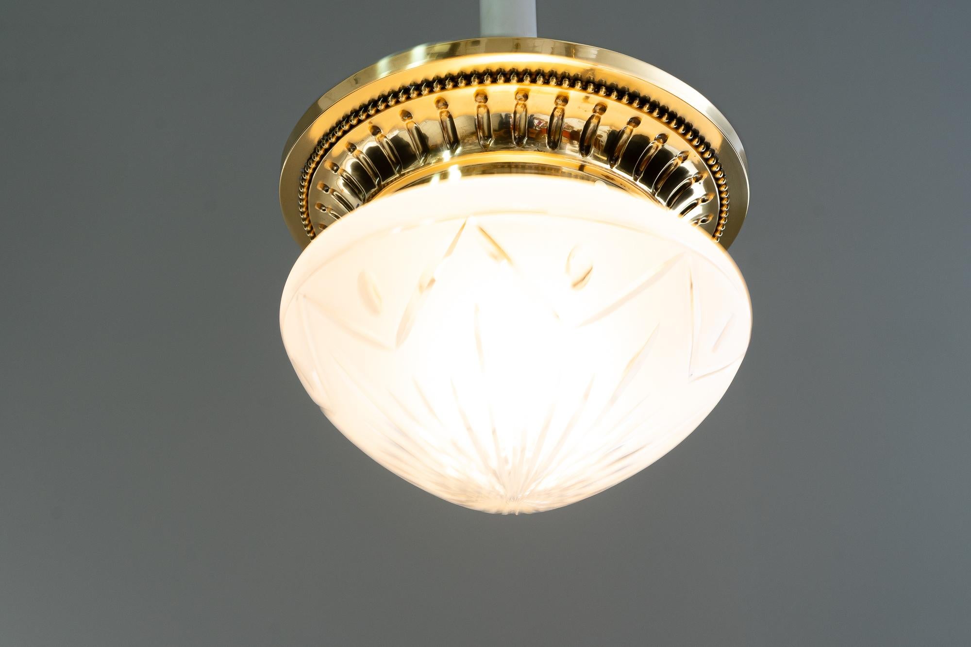 Late 19th Century Historistic ceiling lamp with original cut glass vienna around 1890s For Sale
