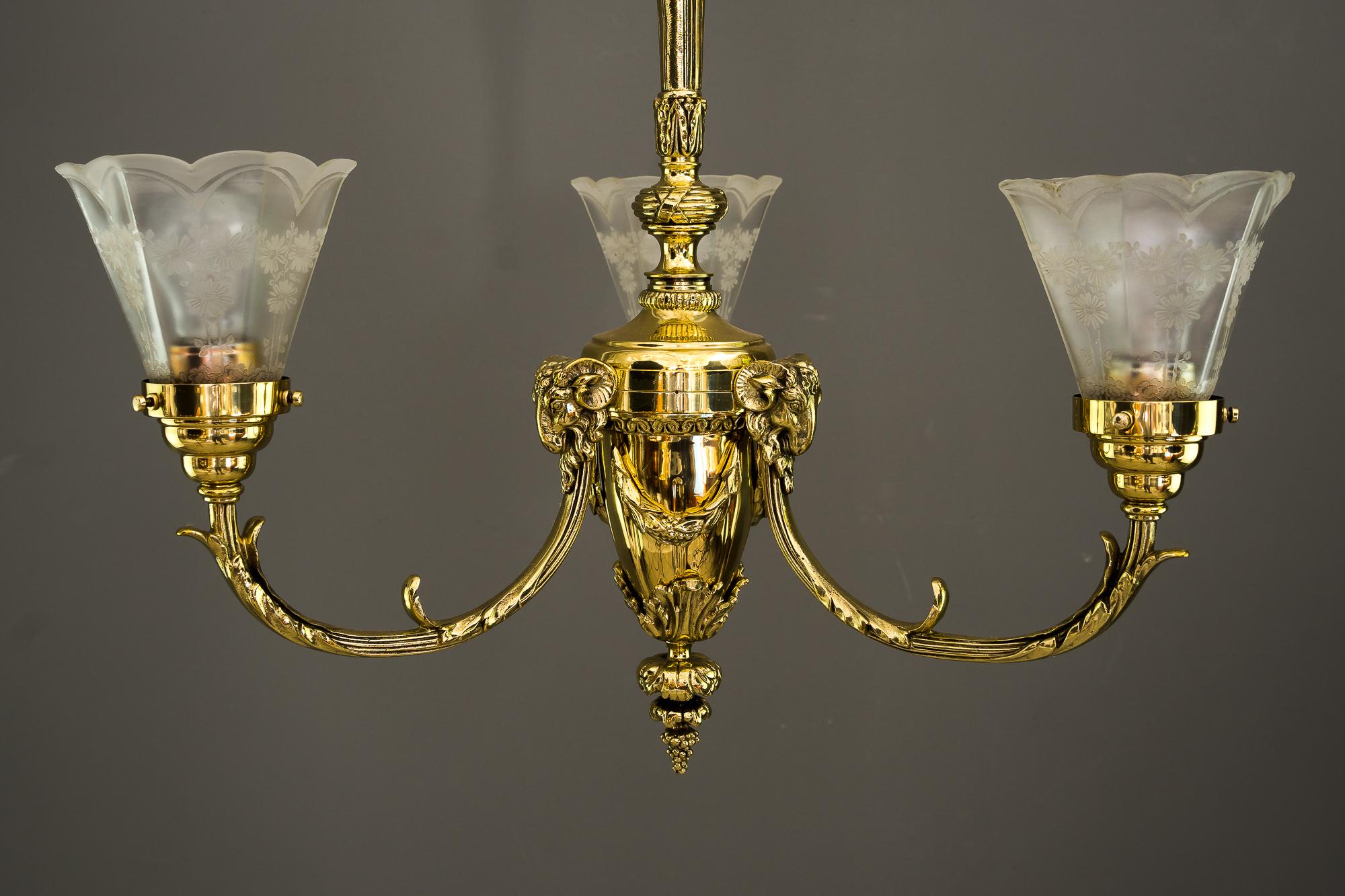 Neoclassical Historistic Chandelier Vienna Around 1890s with Capricorn Heads For Sale