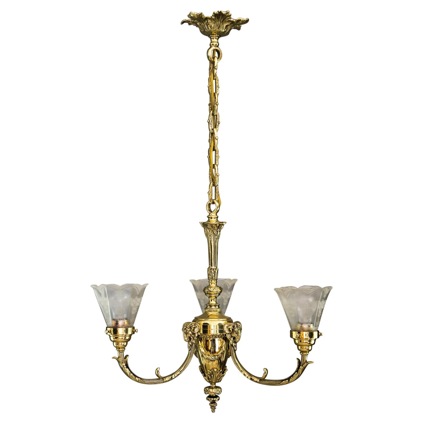 Historistic Chandelier Vienna Around 1890s with Capricorn Heads For Sale