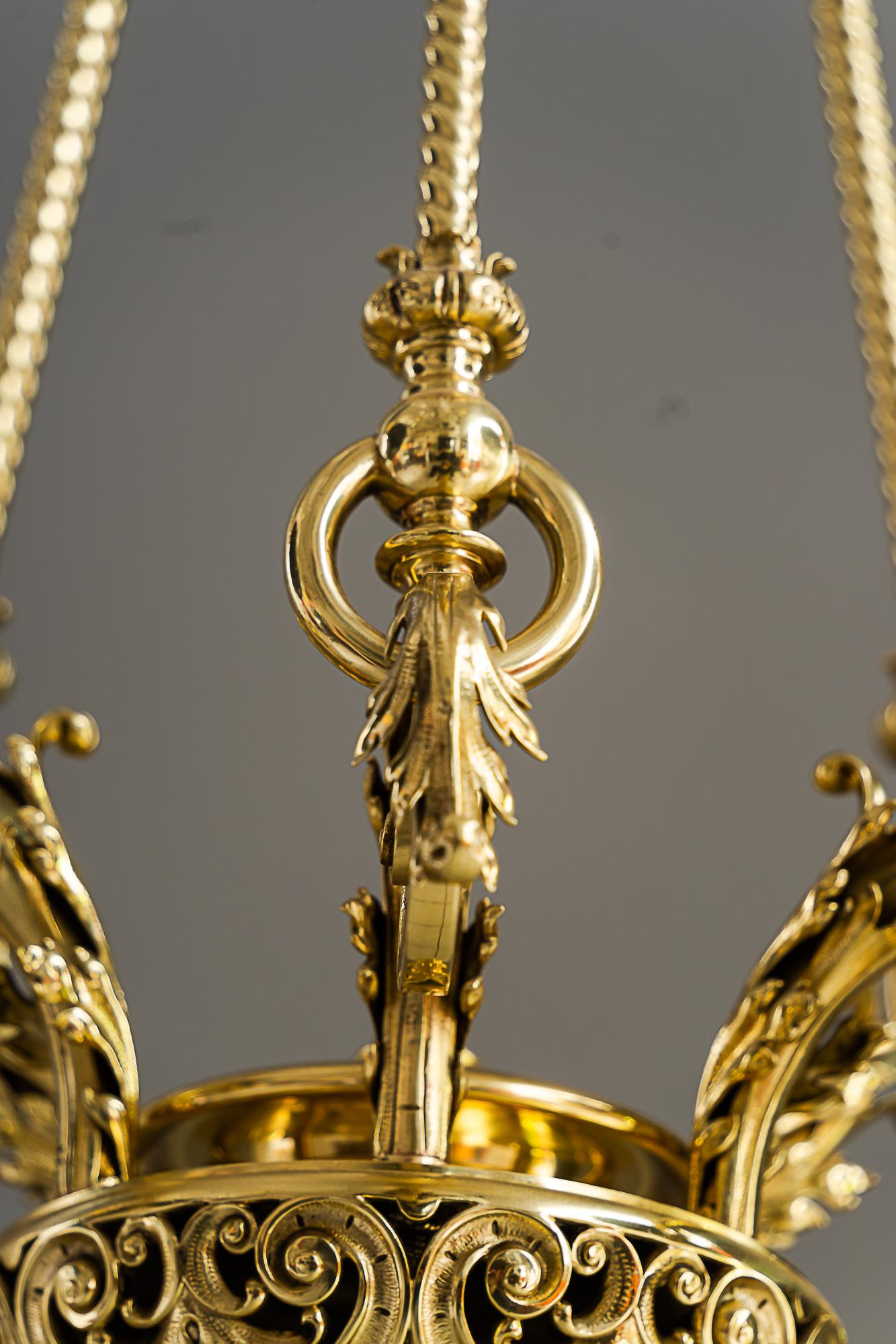 Historic chandelier vienna around 1890s with original antique glass shades For Sale 6