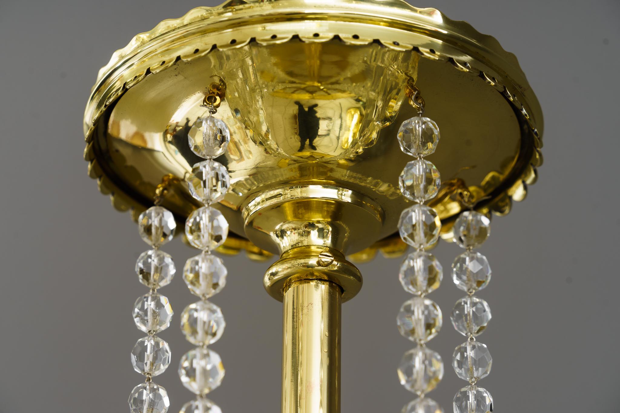 Historistic Chandelier with Original Cut Glass Shades Vienna Around 1890s For Sale 7