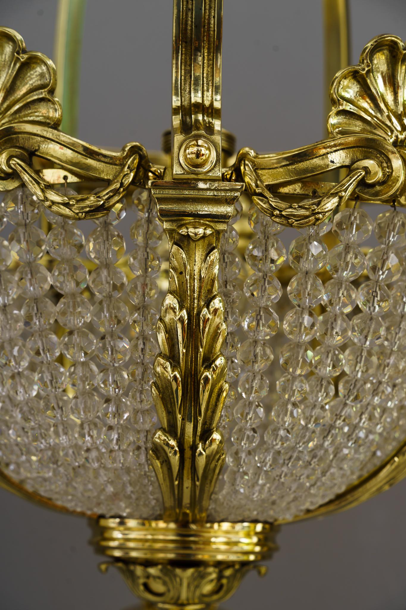 Historistic Chandelier with Original Cut Glass Shades Vienna Around 1890s For Sale 8