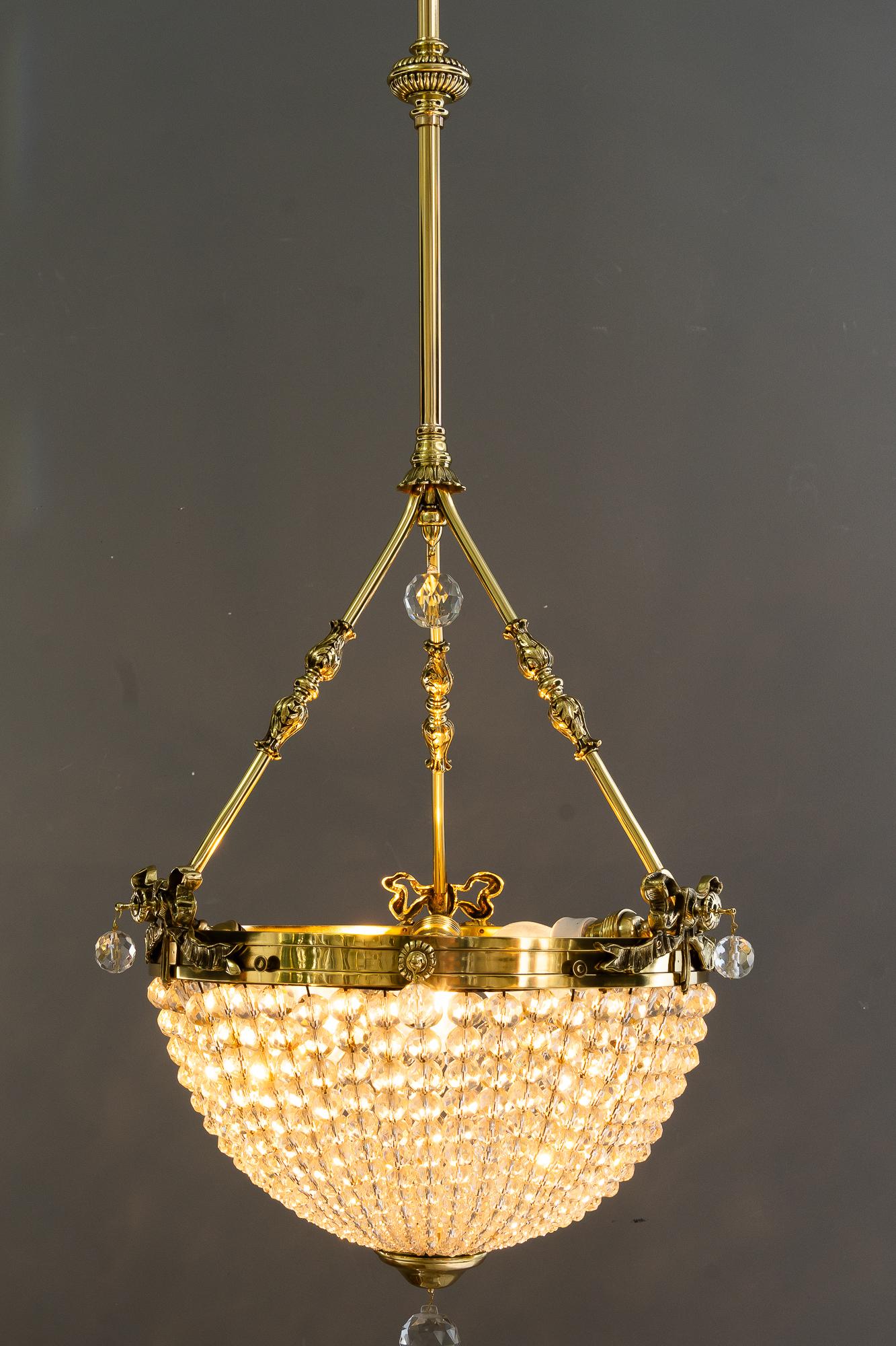 Historistic crystal basket chandelier vienna around 1890s For Sale 4