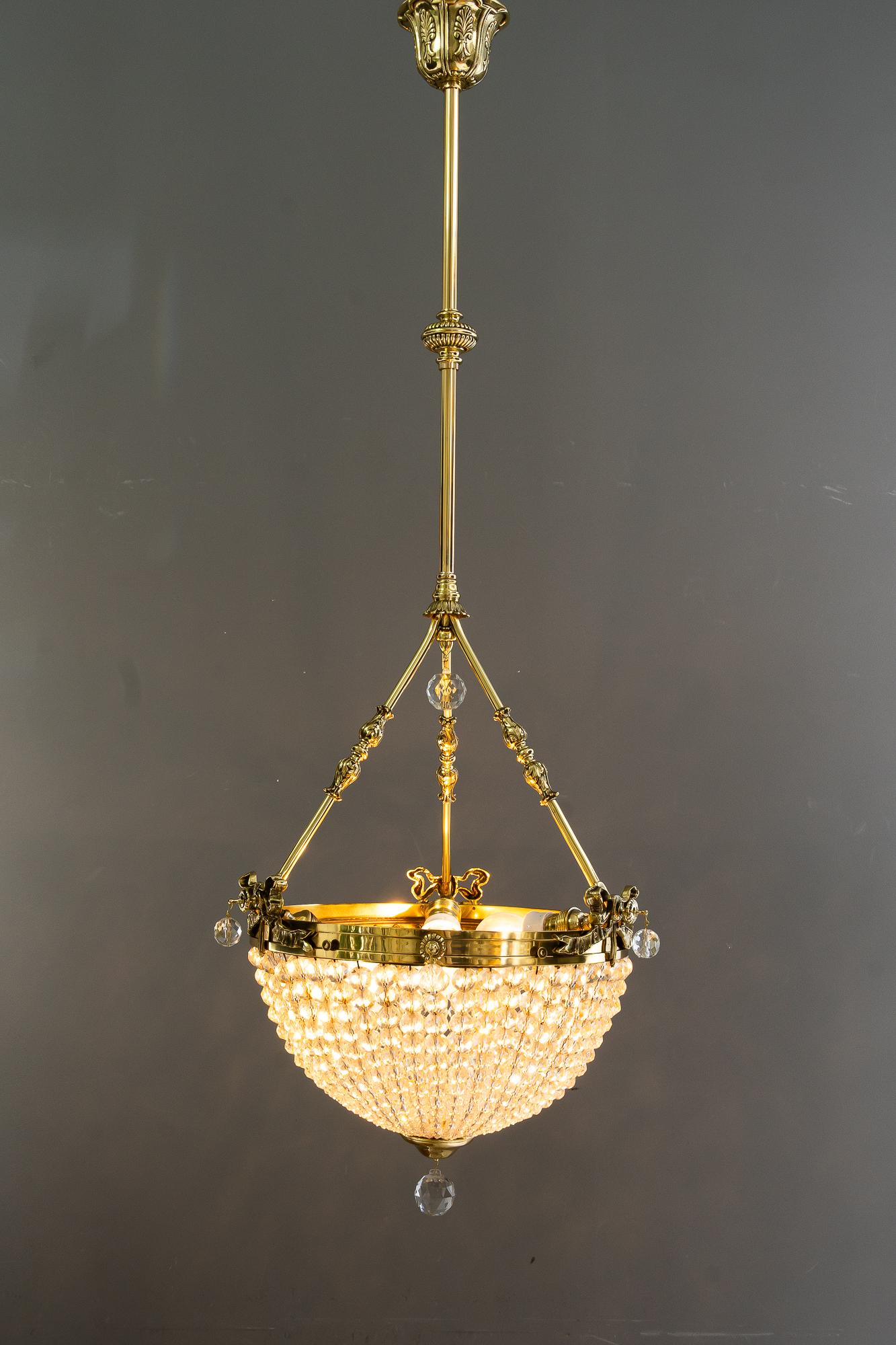 Historistic crystal basket chandelier vienna around 1890s For Sale 5