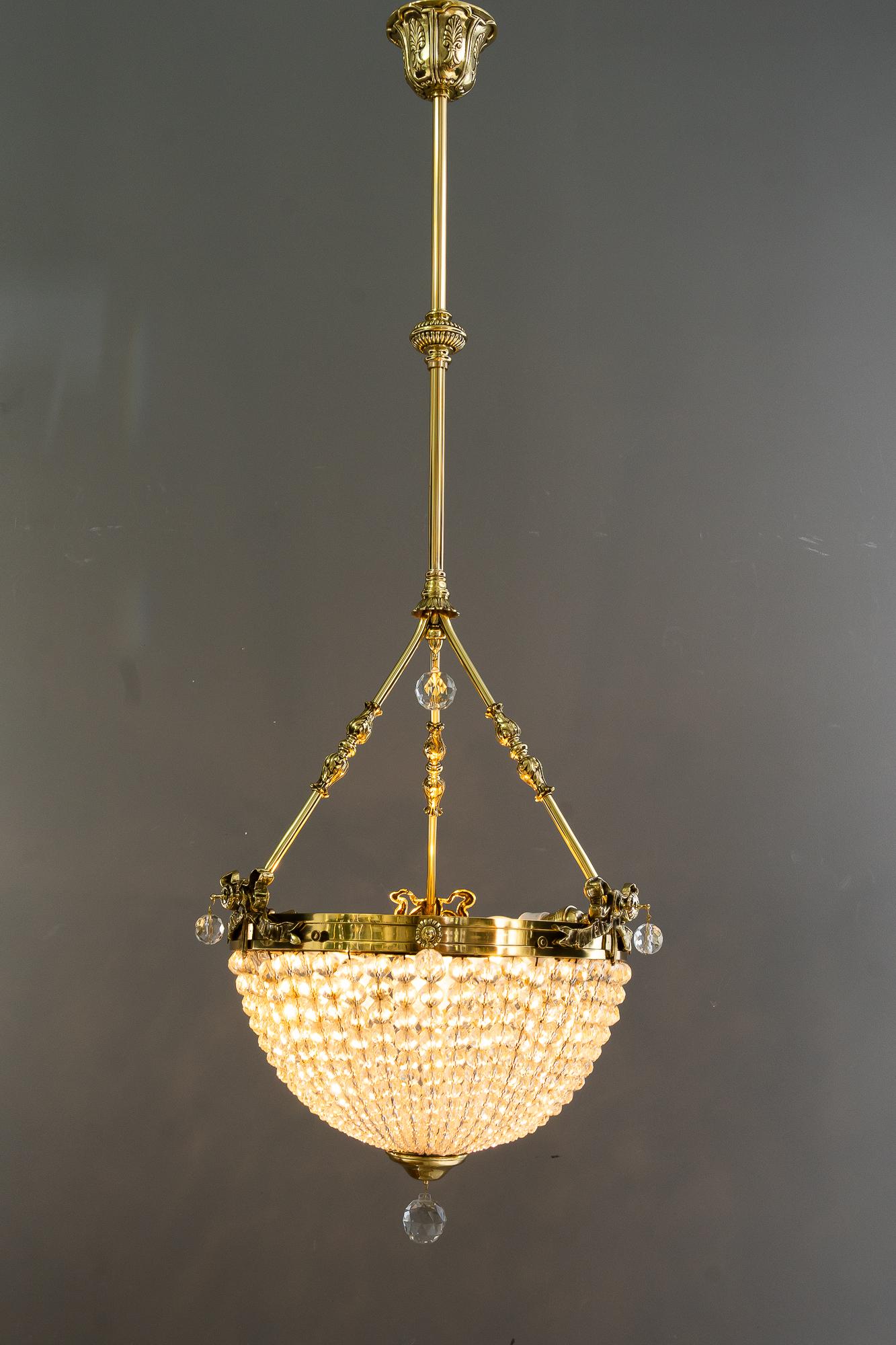 Historistic crystal basket chandelier vienna around 1890s For Sale 6
