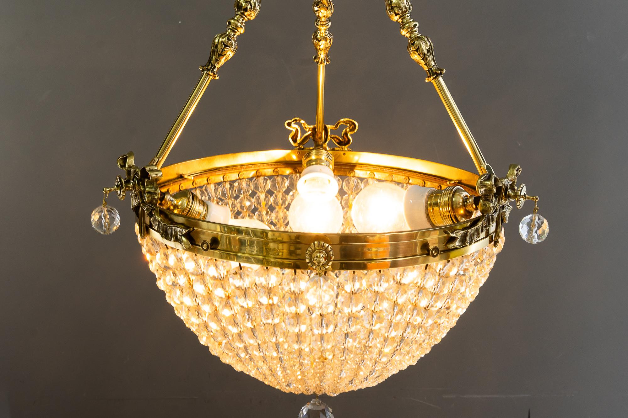 Historistic crystal basket chandelier vienna around 1890s For Sale 7