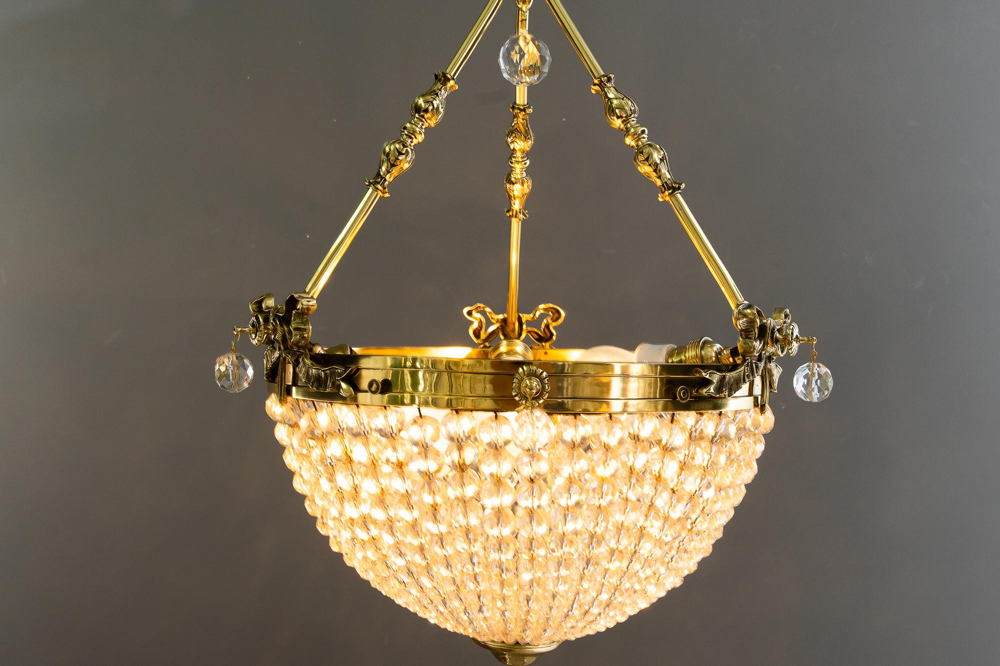 Historistic crystal basket chandelier vienna around 1890s For Sale 8
