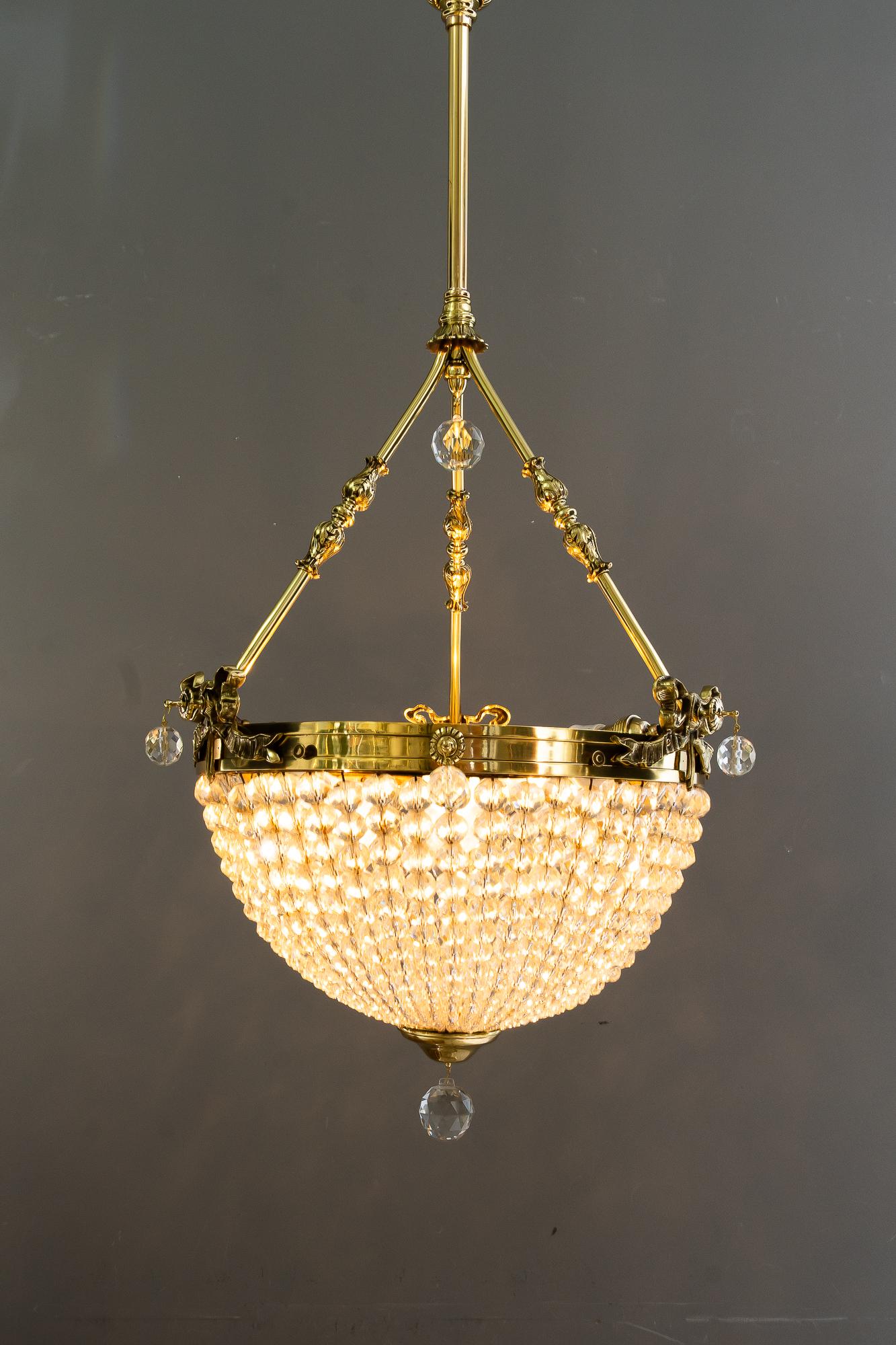 Historistic crystal basket chandelier vienna around 1890s For Sale 9
