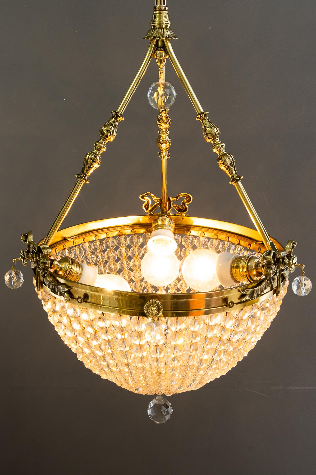 Historistic crystal basket chandelier vienna around 1890s For Sale 10