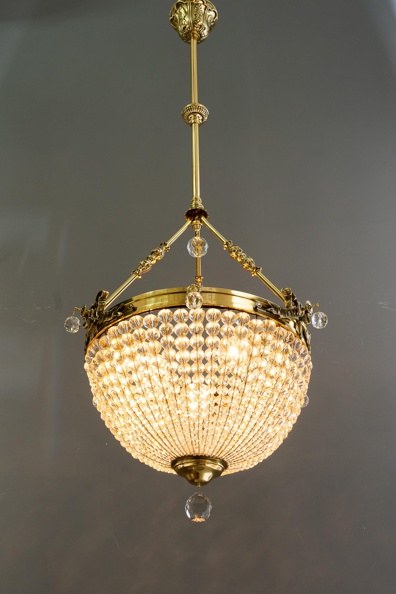 Historistic crystal basket chandelier vienna around 1890s For Sale 11