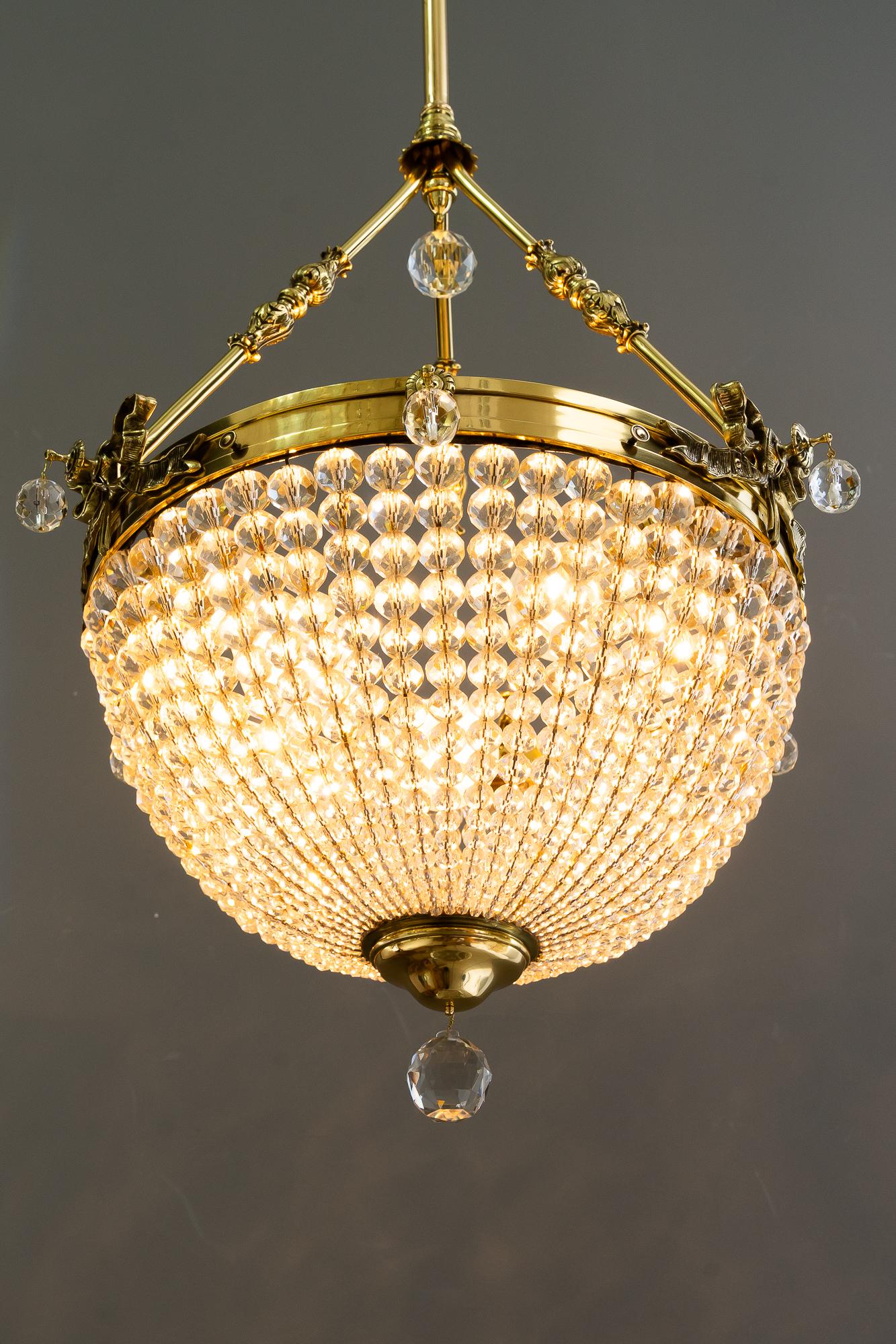Historistic crystal basket chandelier vienna around 1890s For Sale 12