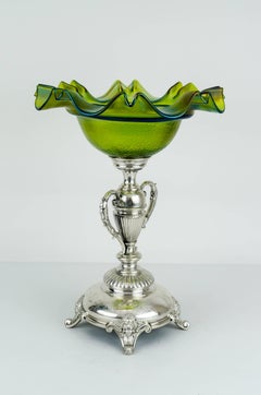 Historistic Silver Centrepiece with Nice Green Glass Shade, circa 1890s