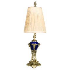 Historistic Table Lamp circa 1890s with Original Fabric Shade
