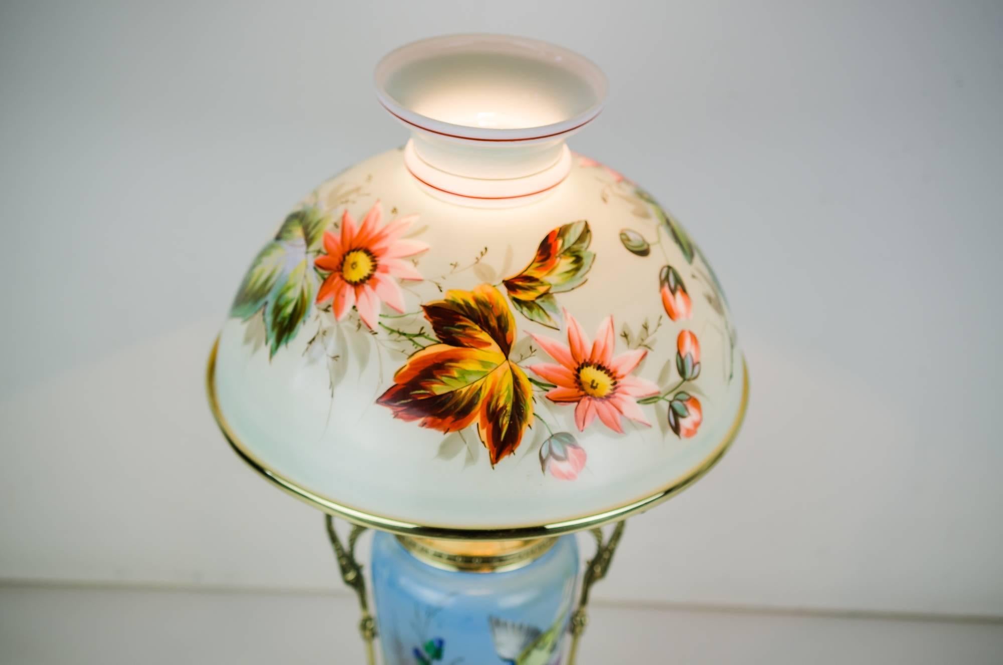 Hand-Painted Historistic Table Lamp, circa 1890s For Sale