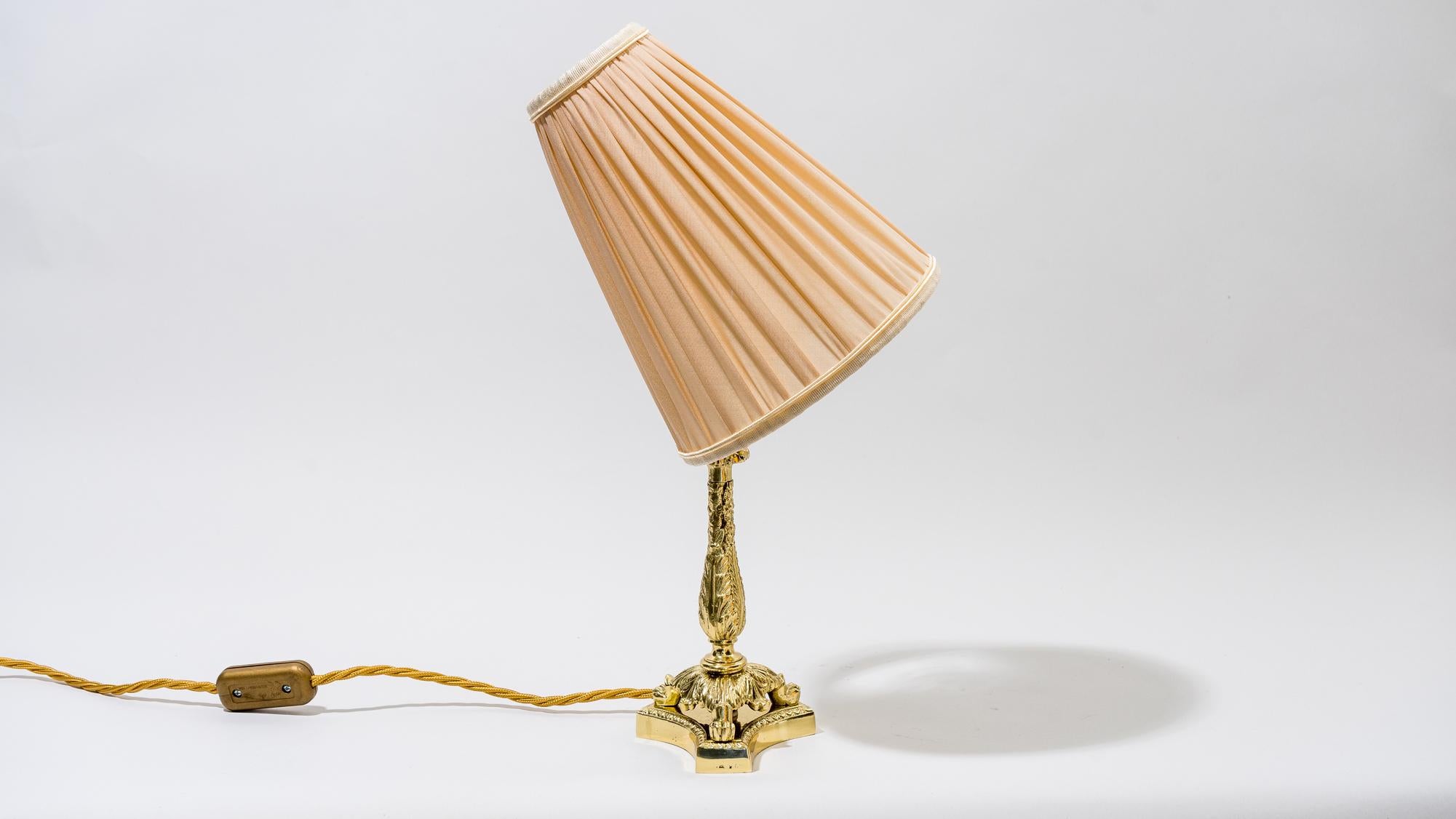 Historistic table lamp, Vienna, circa 1890s
Brass polished and stove enameled
The shade is replaced (new).