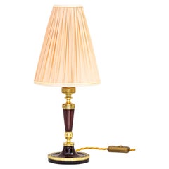 Historistic Table Lamp Vienna with Fabric Shade Around 1890s