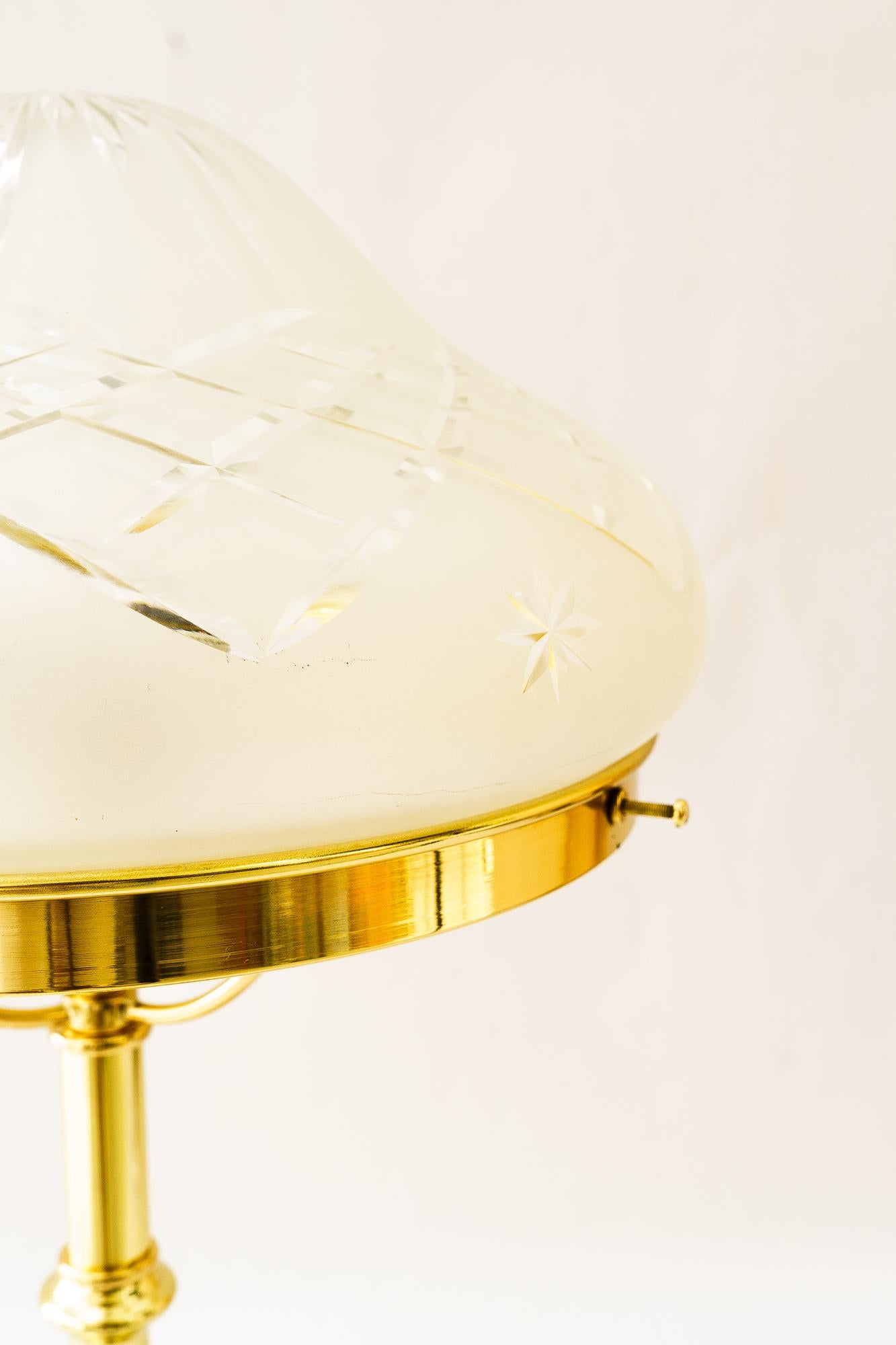 Historistic Table lamp with cut glass shade vienna around 1890s For Sale 2