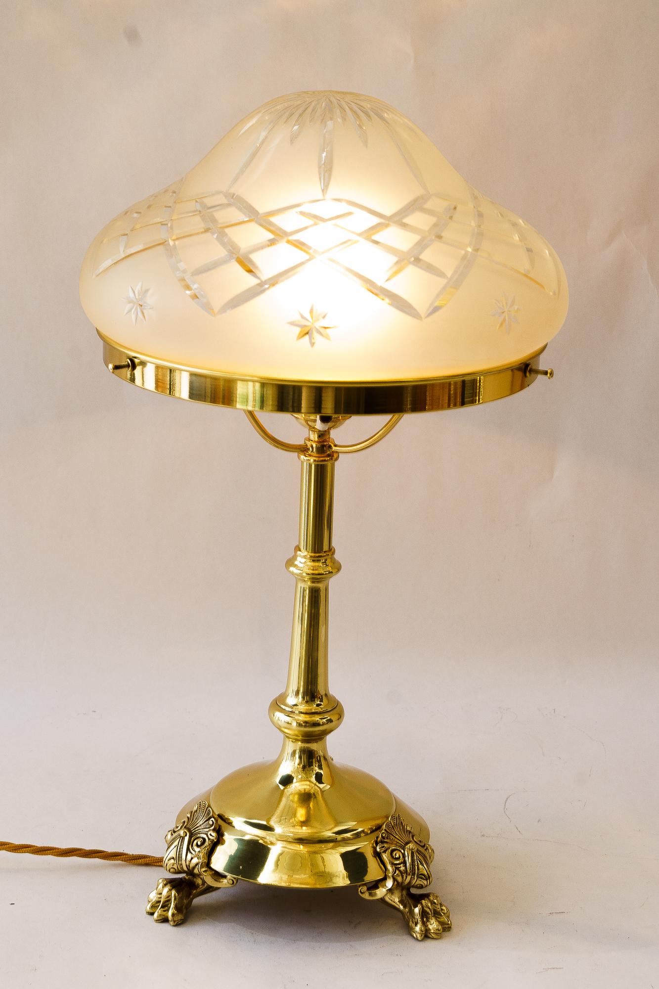 Historistic Table lamp with cut glass shade vienna around 1890s For Sale 4