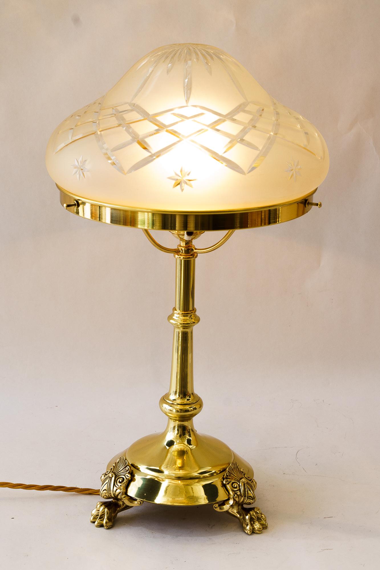 Historistic Table lamp with cut glass shade vienna around 1890s For Sale 5