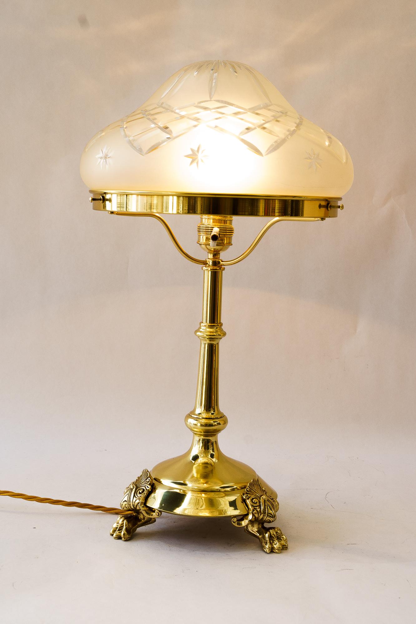 Historistic Table lamp with cut glass shade vienna around 1890s For Sale 6