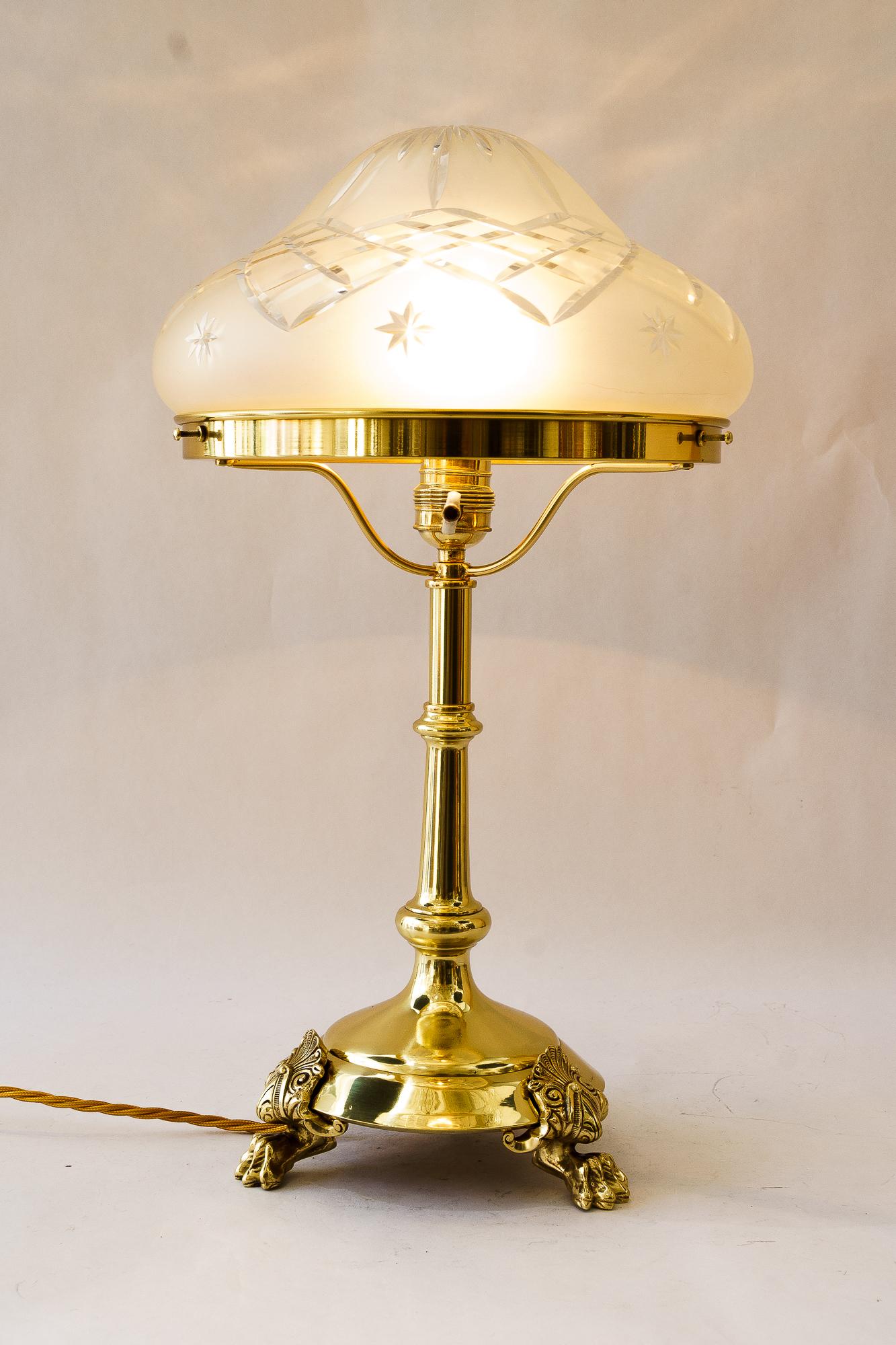 Historistic Table lamp with cut glass shade vienna around 1890s For Sale 7