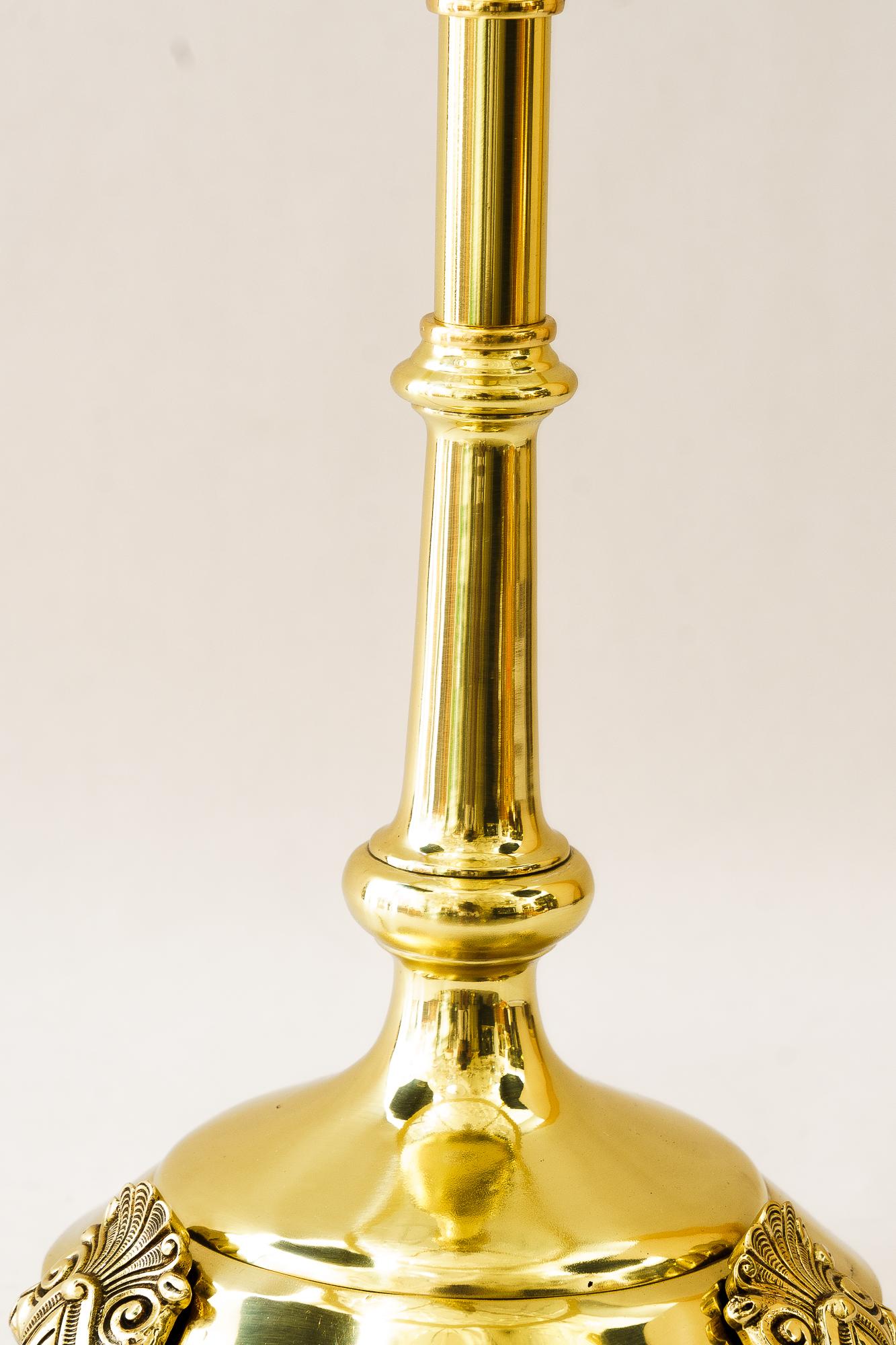 Late 19th Century Historistic Table lamp with cut glass shade vienna around 1890s For Sale