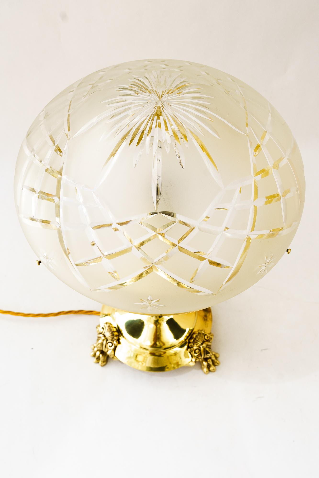 Historistic Table lamp with cut glass shade vienna around 1890s For Sale 1