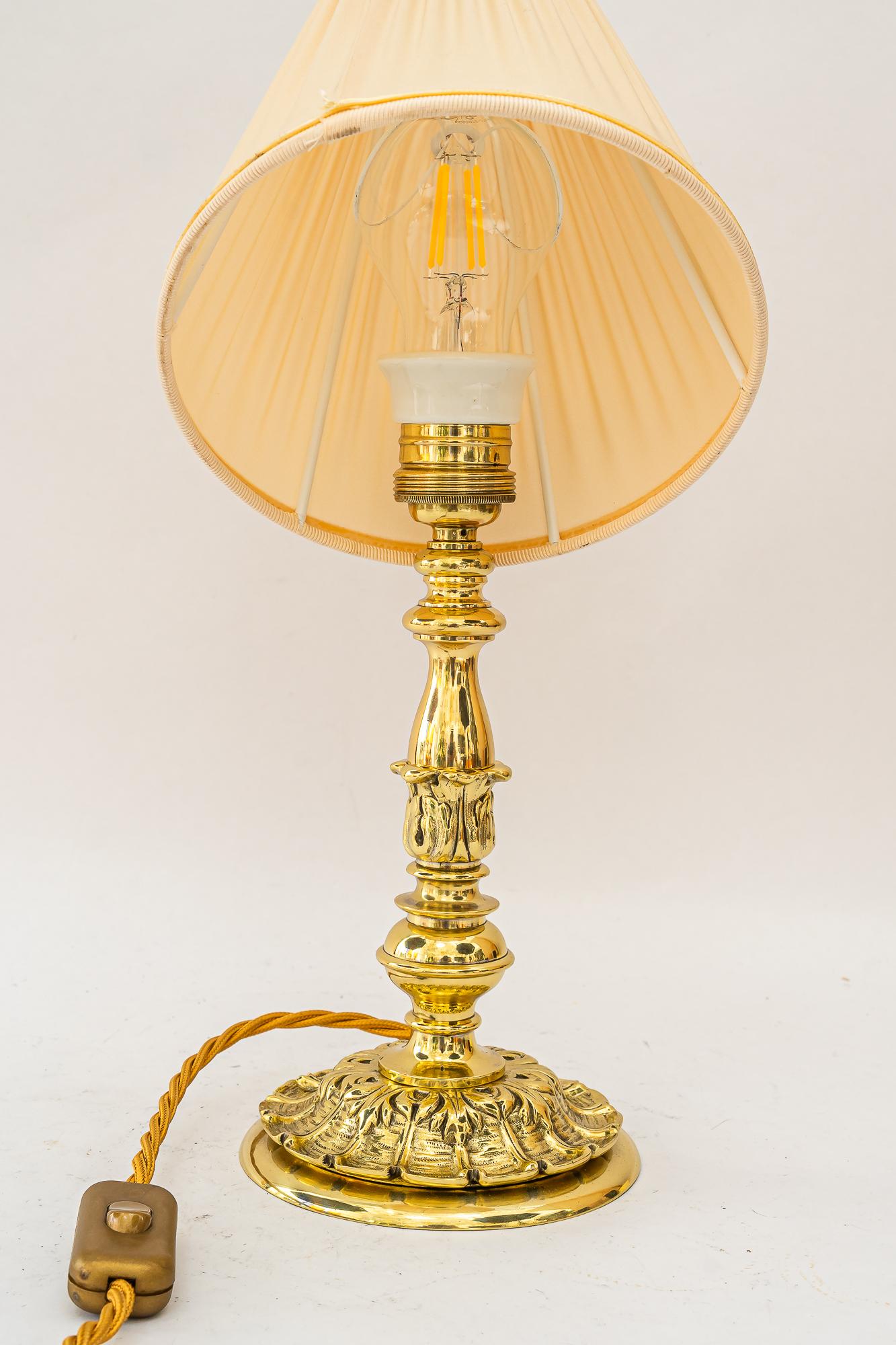 Historistic Table lamp with fabric shade vienna around 1890s im Angebot 2
