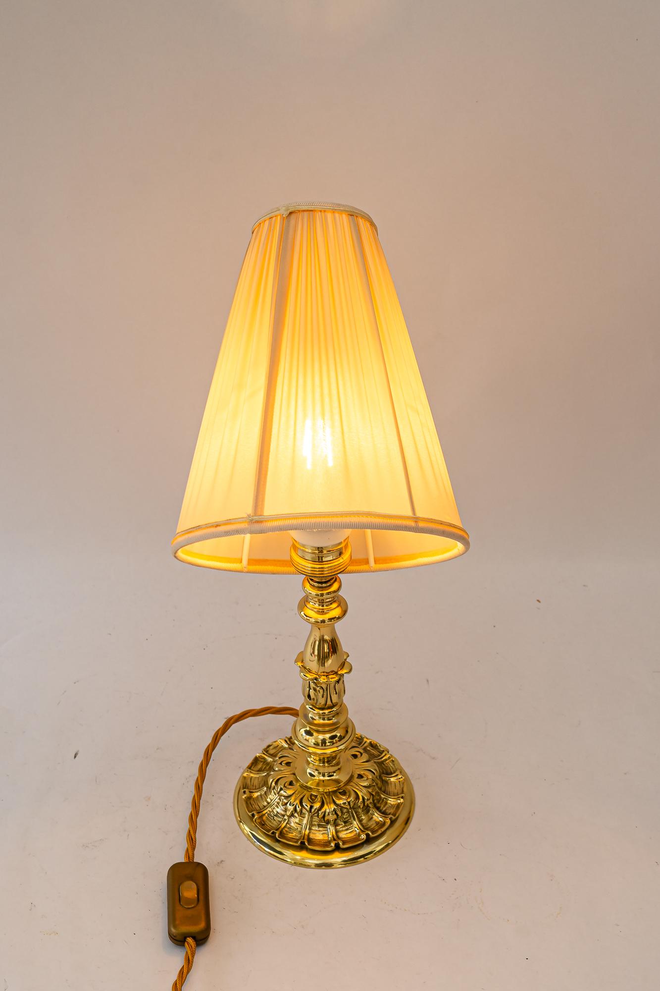 Historistic Table lamp with fabric shade vienna around 1890s im Angebot 3